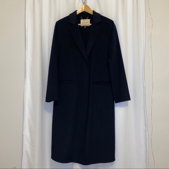 Topshop Jackets & Blazers - Long Navy Wool Coat